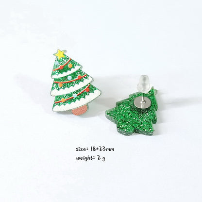 Christmas Christmas Tree Rainbow Sloth Dinosaur Candy House Crystal Ball Christmas Ball Cup Gingerbread Man Earrings