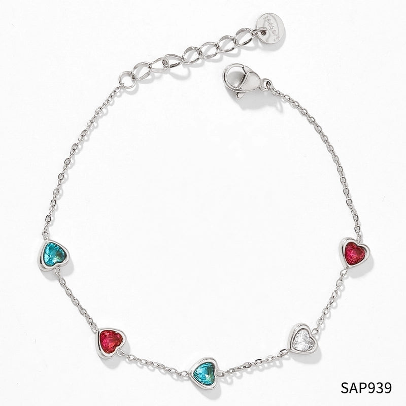 Sweet Heart Shape Stainless Steel Titanium Steel Plating Inlay Zircon Bracelets Necklace