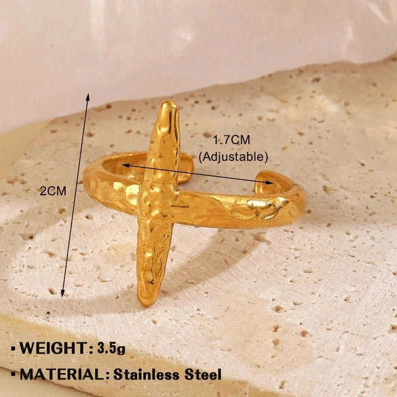 Minimalist Geometric 304 Stainless Steel Irregular Plating Open Rings