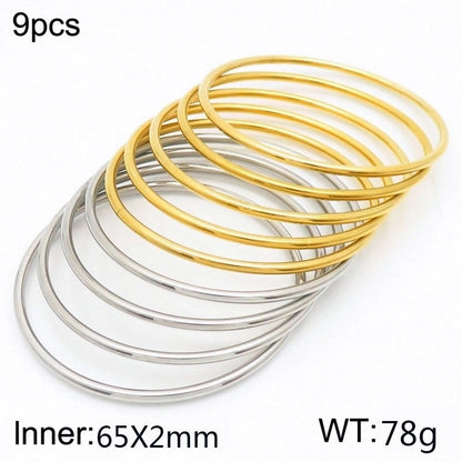 304 Stainless Steel 18K Gold Plated Minimalist Round Solid Color Bangle