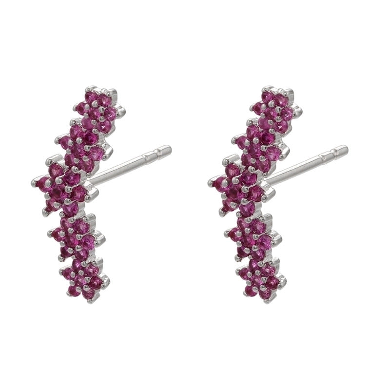 Cute Geometric Moon Flower Copper Artificial Gemstones Copper Earrings