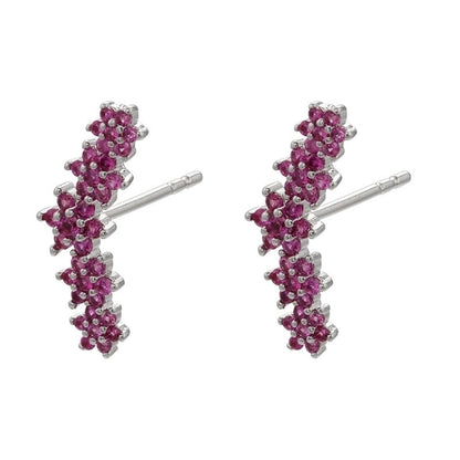 Cute Geometric Moon Flower Copper Artificial Gemstones Copper Earrings