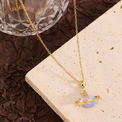 Titanium Steel Copper Leaf Heart Shape Pendant Necklace