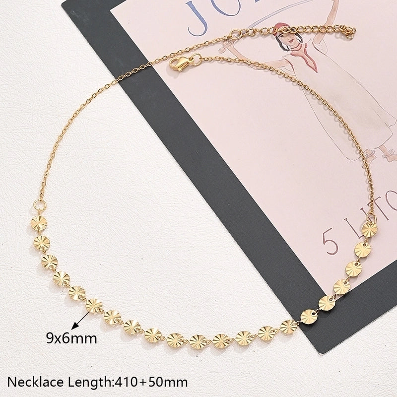 Casual Modern Style Minimalist Round Oval Simple 304 Stainless Steel 18K Gold Plated Handmade Polishing Plating Jewelry Set