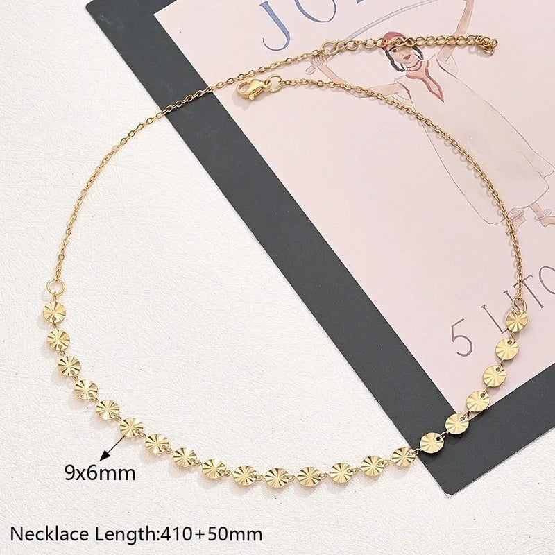 Casual Modern Style Minimalist Round Oval Simple 304 Stainless Steel 18K Gold Plated Handmade Polishing Plating Jewelry Set