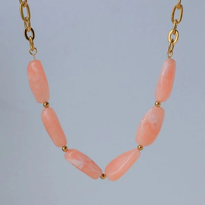 Elegant Cute Sweet Geometric Heart Shape Flower 304 Stainless Steel 14K Gold Plated Beaded Plating Necklace