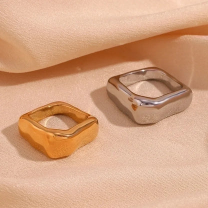 Minimalist Classic Style Solid Color 304 Stainless Steel 18K Gold Plated Plating Rings