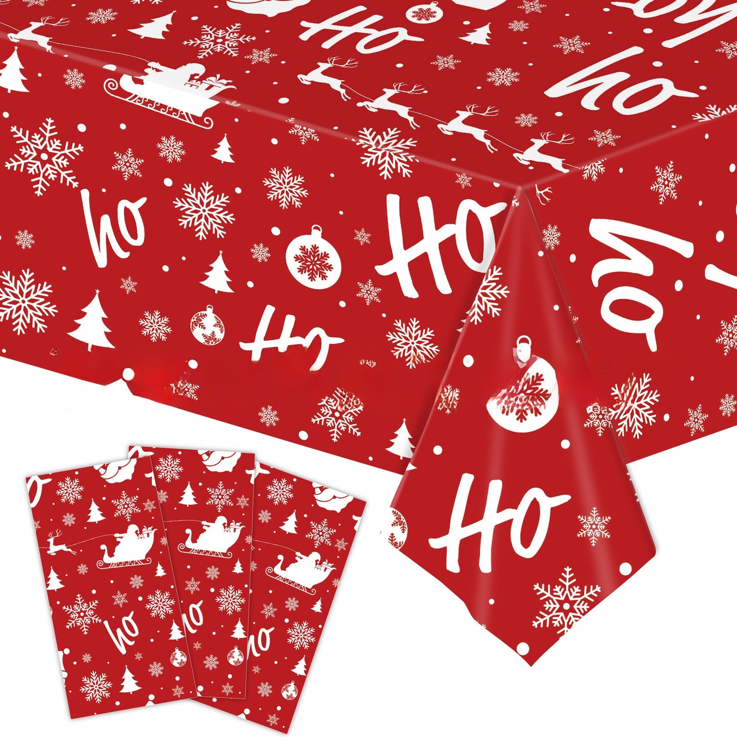 3 Pieces Christmas Tablecloth Holiday Party Tablecloth Christmas Tree Tablecloth Red And Green Christmas Theme Tablecloth Table Cover