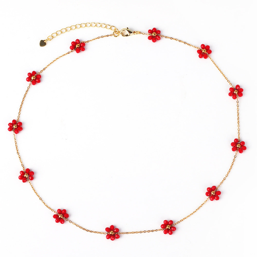 Moderate Luxury Little Daisy Flower Rose Petal Flower Copper Diamond Inlay Stud Earrings