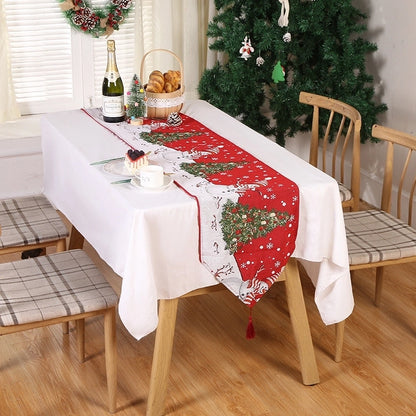 Christmas Christmas Tree Santa Claus Elk Polyester Christmas Tablecloth