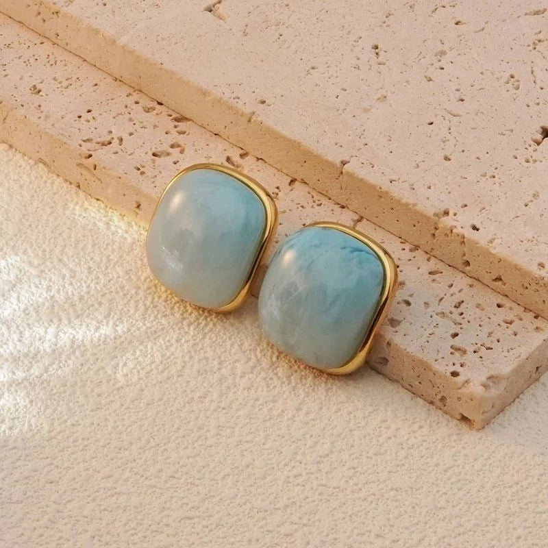 1 Pair Classic Style Streetwear Quadrilateral Three-dimensional 304 Stainless Steel Resin 18K Gold Plated Ear Studs