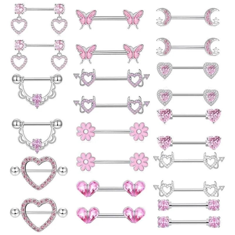 1 Pair Nipple Rings & Studs Minimalist Geometric Heart Shape 304 Stainless Steel Copper Plating Nipple Rings & Studs