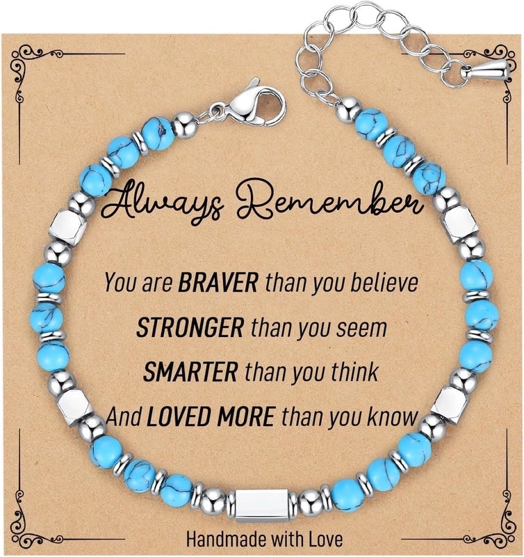 Minimalist Classic Style Round 304 Stainless Steel Natural Stone Bracelets In Bulk