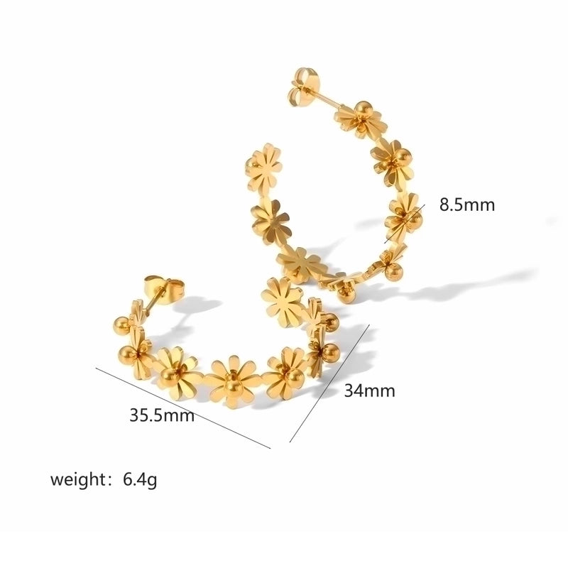1 Pair Minimalist Daisy Plating 304 Stainless Steel 18K Gold Plated Earrings