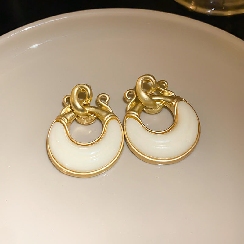 Mid-century Modern Round Geometric Copper Electroplating Earrings