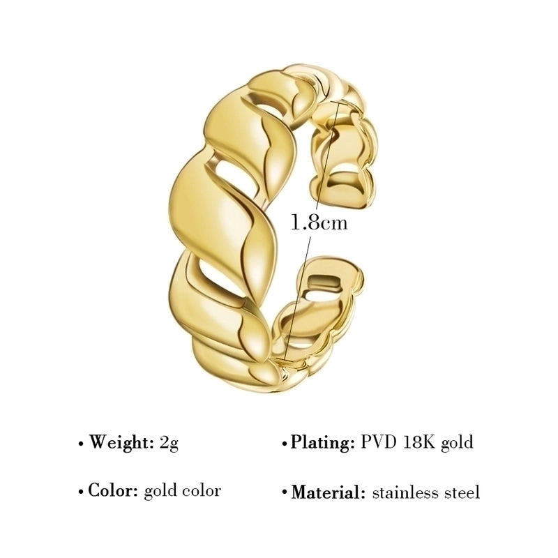 Minimalist U Shape Titanium Steel Plating 18k Gold Plated Open Ring