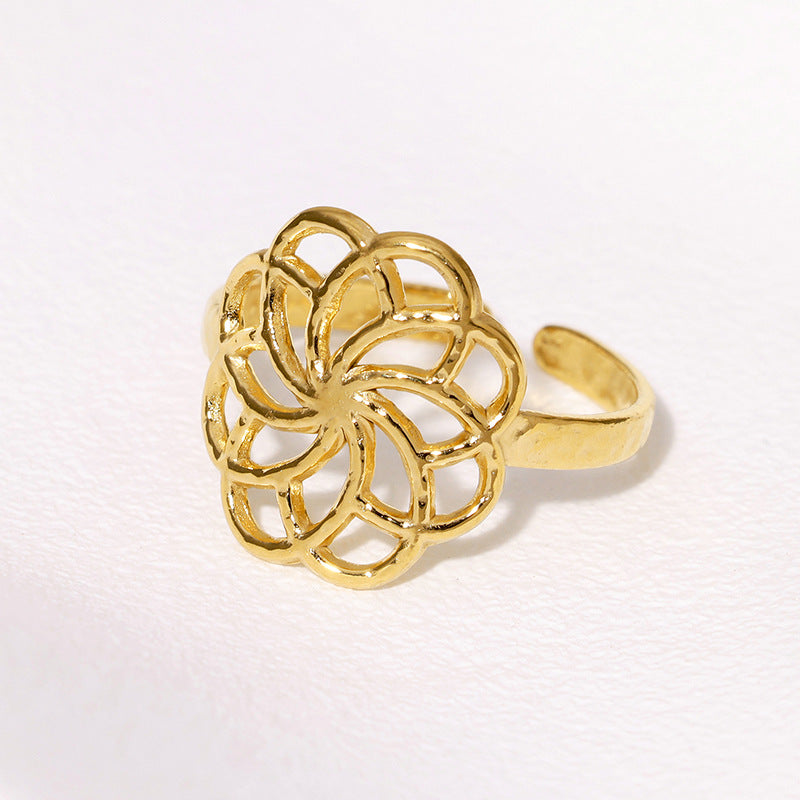 Open Ring Minimalist Flower Stainless Steel Electroplating Rings