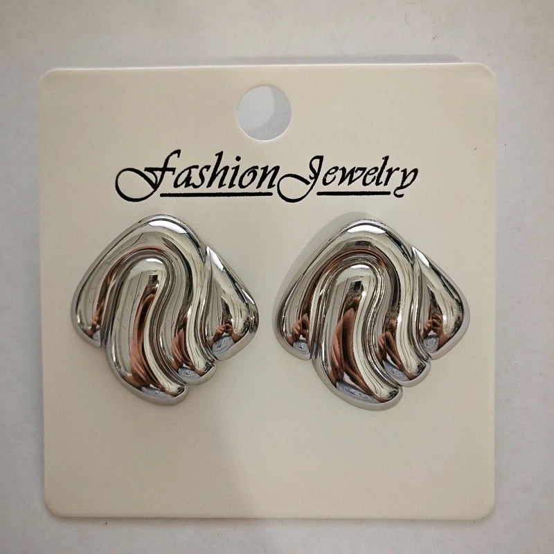 1 Pair Retro Solid Color Irregular Plating 304 Stainless Steel Stainless Steel Earrings