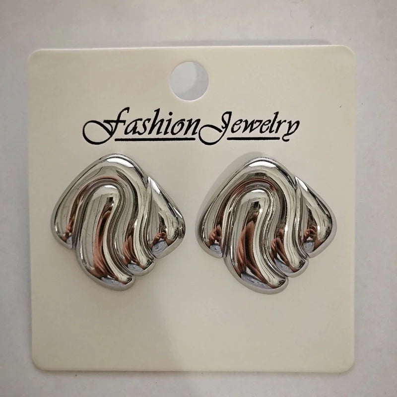 1 Pair Retro Solid Color Irregular Plating 304 Stainless Steel Stainless Steel Earrings