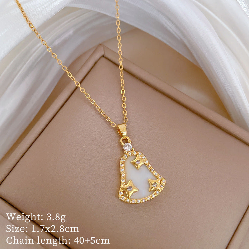 Minimalist Geometric Titanium Steel Diamond Inlay Necklaces