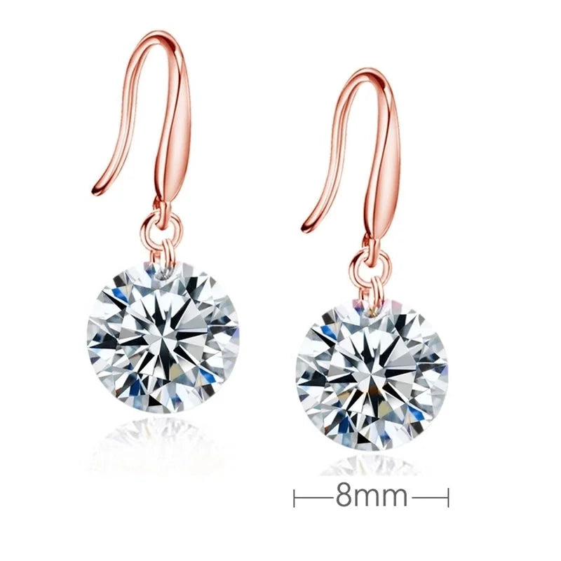 1 Pair Minimalist Round Inlay Copper Zircon Drop Earrings