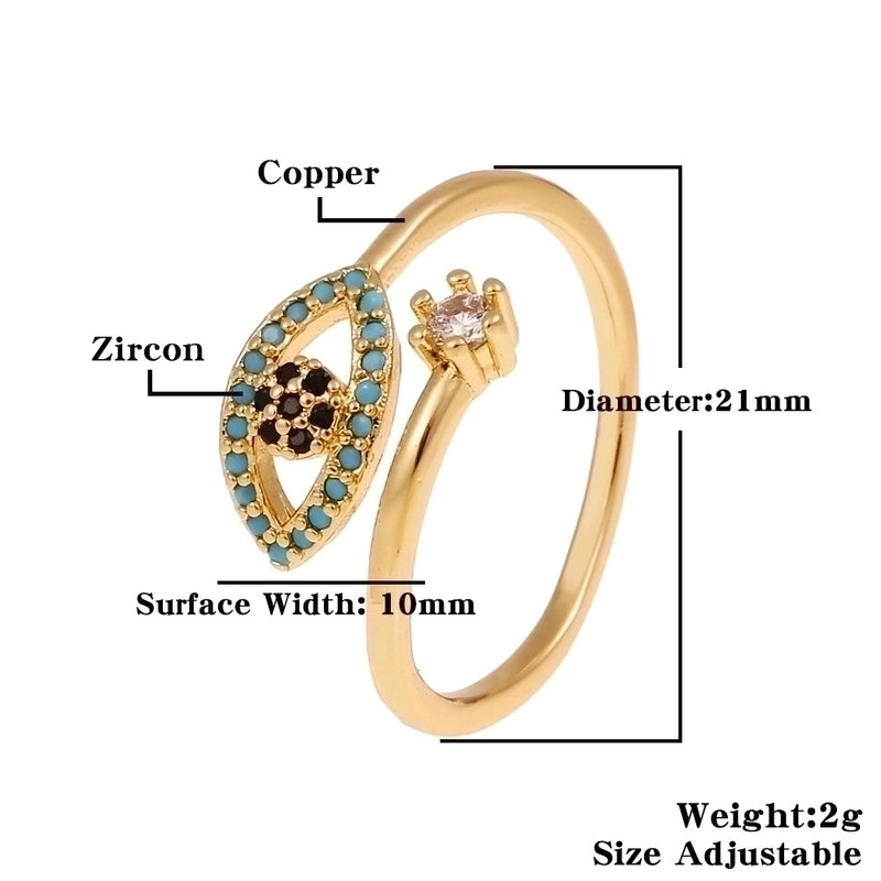 Fashion Enamel Drip Oil Evil Eye Retro Copper Tail Ring