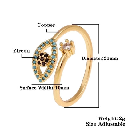 Fashion Enamel Drip Oil Evil Eye Retro Copper Tail Ring