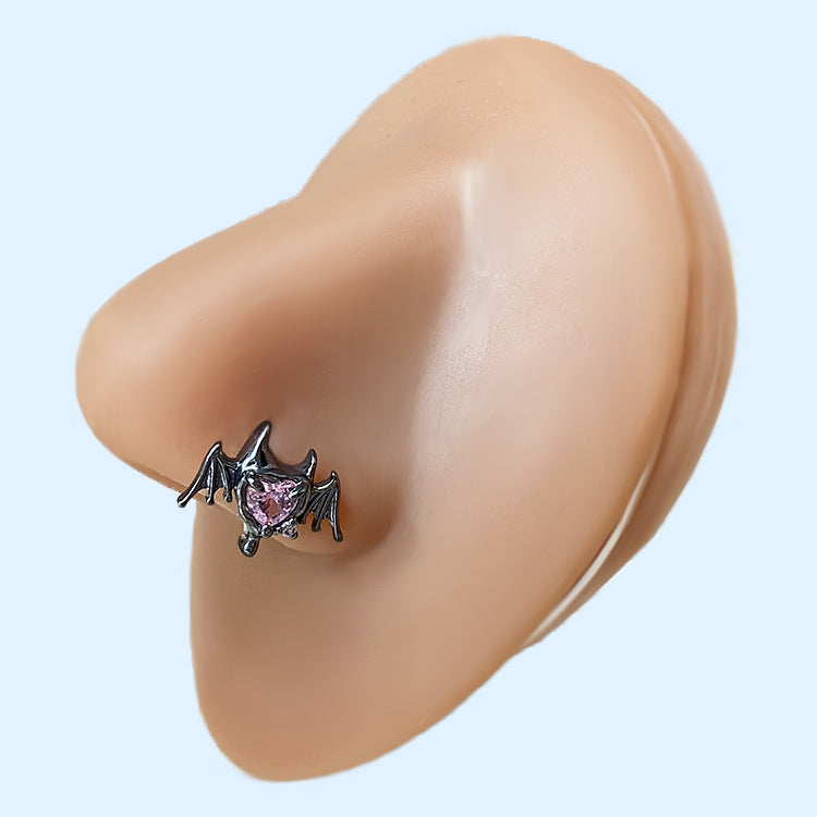 Nose Rings & Studs Hip-hop Rock Animal Bat Bow Knot Stainless Steel Copper Plating Inlay Rhinestones Zircon