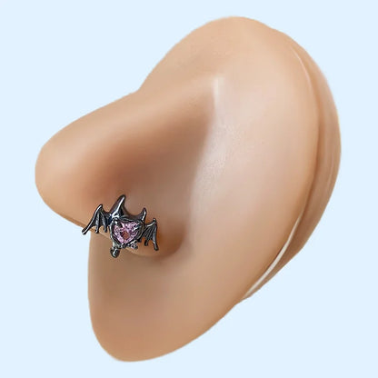 Nose Rings & Studs Hip-hop Rock Animal Bat Bow Knot Stainless Steel Copper Plating Inlay Rhinestones Zircon
