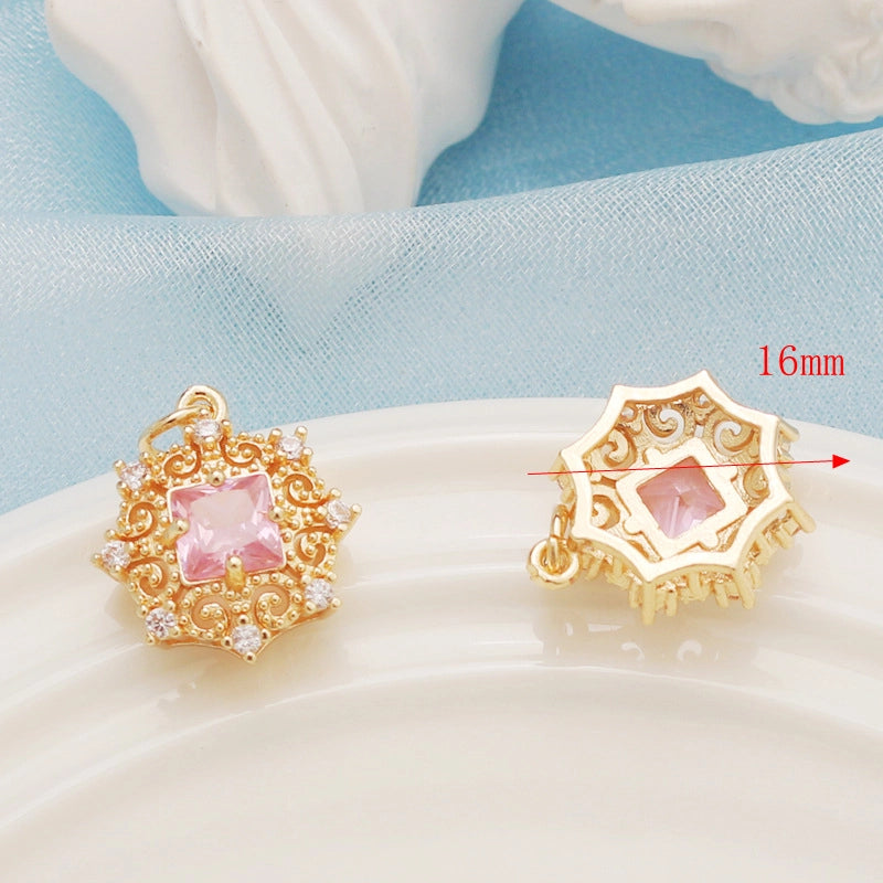 1 Piece Alloy Heart Shape Flower Pendant