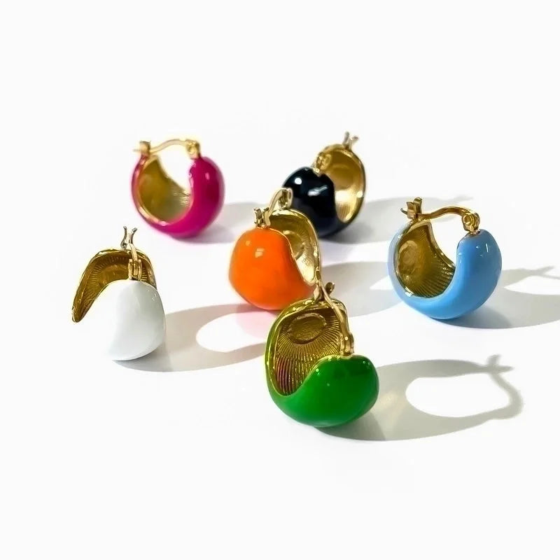 1 Pair Exaggerated Minimalist Solid Color Enamel Stainless Steel 18K Gold Plated Earrings