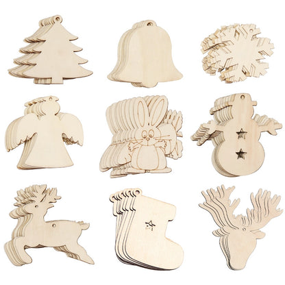 Christmas Pendant Home Decoration Supplies Wood Crafts Creative Carving Wood Christmas Tree Hanging Ornaments