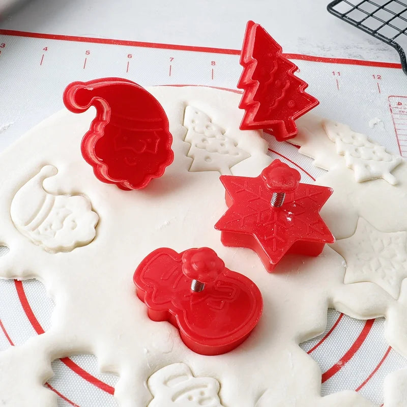 Christmas Cute Christmas Tree Santa Claus Snowflake PP Kitchen Molds Biscuit Mold 1 Set
