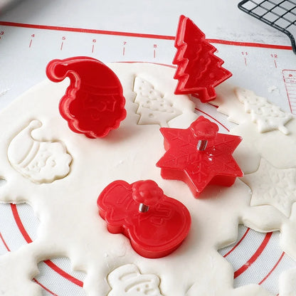Christmas Cute Christmas Tree Santa Claus Snowflake PP Kitchen Molds Biscuit Mold 1 Set