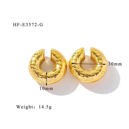 1 Piece Minimalist Classic Style Solid Color Plating 304 Stainless Steel Ear Cuffs