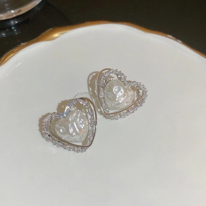 1 Pair Minimalist Geometric Plating Inlay Alloy Artificial Pearls Rhinestones Earrings