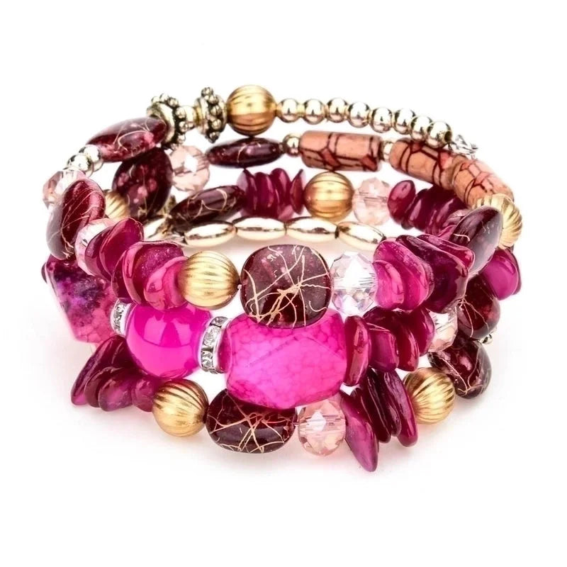 Fashion Geometric Color Block Alloy Natural Stone Women\'s Bracelets