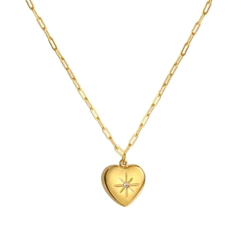 Elegant Minimalist Geometric Titanium Steel Plating Inlay Artificial Pearls Shell Zircon Necklace