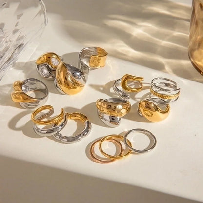 Glam Minimalist Classic Style Geometric 304 Stainless Steel Plating Open Rings