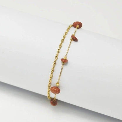 Elegant Beach Minimalist Geometric Crystal Gravel 18K Gold Plated Bracelets In Bulk