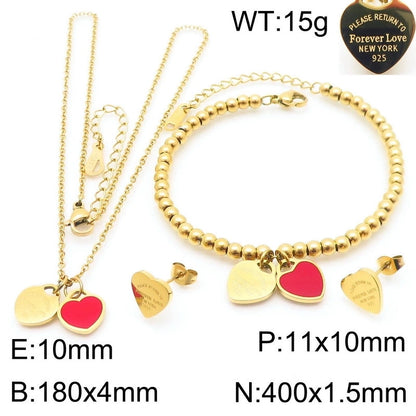 Minimalist Heart Shape 304 Stainless Steel 18K Gold Plated Jewelry Set