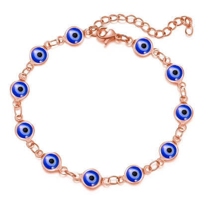 Retro Devil's Eye Copper Plating Unisex Bracelets Anklet Necklace