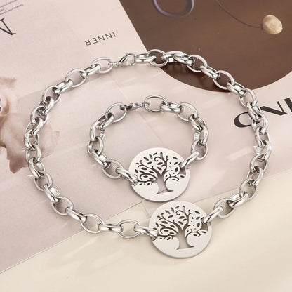 Fashion Tree Titanium Steel Plating Hollow Out Bracelets Necklace