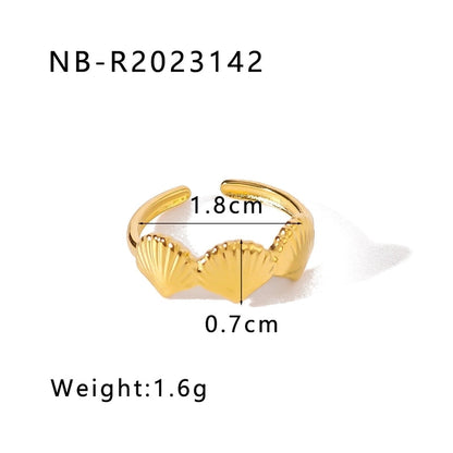 Vintage Style Modern Style Minimalist Starfish Shell 304 Stainless Steel 18K Gold Plated Plating Open Rings