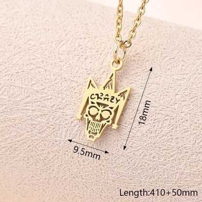 Casual Modern Style Minimalist Angel Ghost Skull 304 Stainless Steel Gold Plated Polishing Plating Pendant Necklace