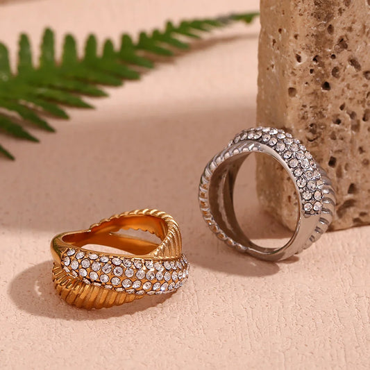 Expressive Fashion Circle Geometric Stainless Steel 18K Gold Plated Rings