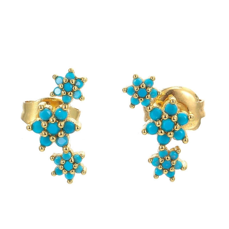 Geometric Plating Metal Zircon Copper Earrings