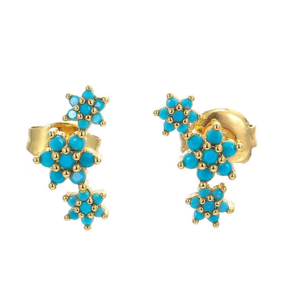 Geometric Plating Metal Zircon Copper Earrings