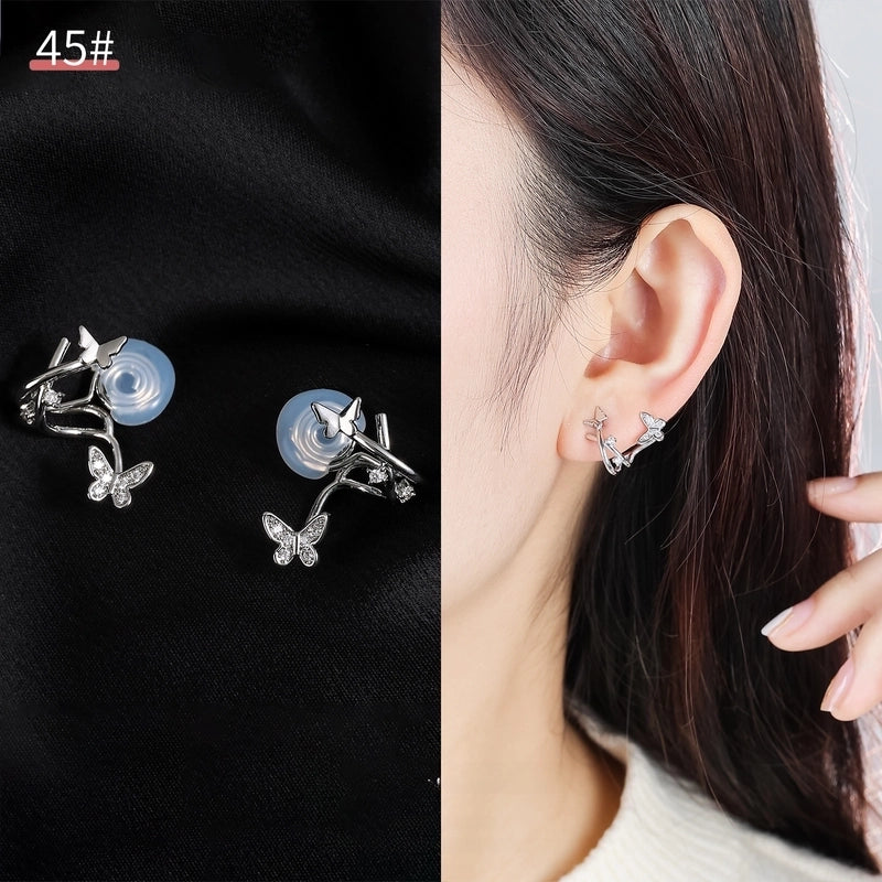 Mosquito Incense Plate Ear Clip Women's Ear Holes Exquisite Pearl Earrings Advanced Hong Kong Style Retro Niche Light Luxury Earrings
