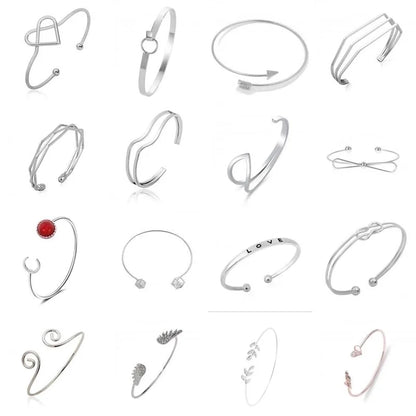 Alloy Gold Plated Silver Plated Fashion Plating Inlay Heart Shape Feather Bow Knot Bangle